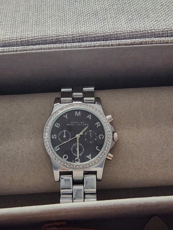 Marc Jacobs Jewelry - Marc Jacobs Stainless Steel Crystal Bezel Chronograph Watch - Silver & Black